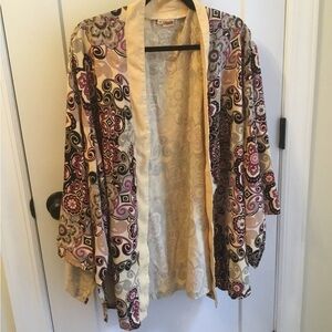 Tianello Multicolor Patterned Cardigan Size 1X